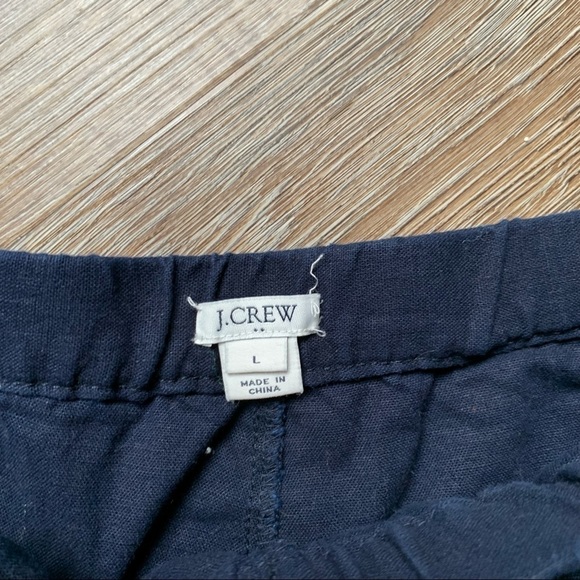 J. Crew Navy Blue Drawstring Linen Natural Material Shorts Large L - Picture 3 of 6